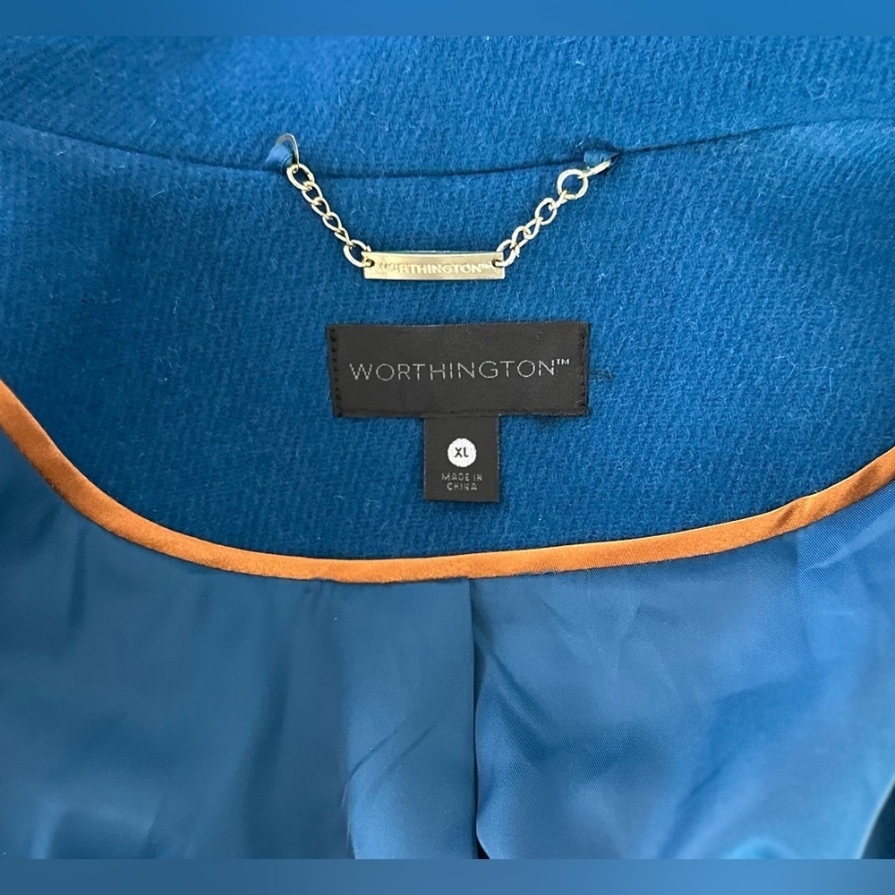 💙💙Warm Navy Blue Wool-Blend Coat with Stand Collar 💙💙 - Picture 9 of 13